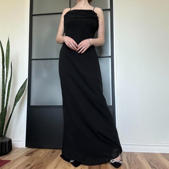 90s Vintage Black Prom Homecoming Dress - Picture 1 of 8